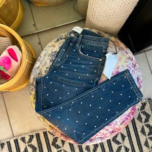 Current/Elliot The Vintage Cropped Slim Studded Jeans